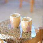 Blue wiggle line cups